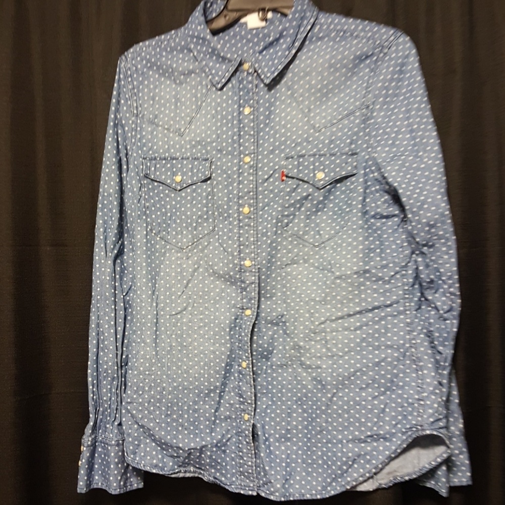 Levi polka dot denim shirt